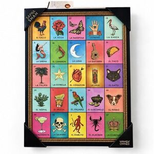 RARE! Sapna Shah Loteria Framed Wall Art- 18"x24" LARGE Mexican Art NWT